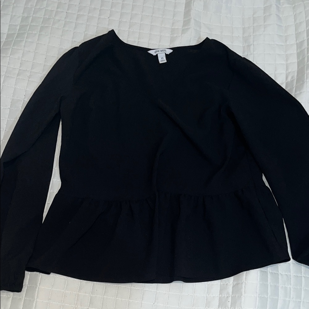 Elegant Black Women's Top peplum style
